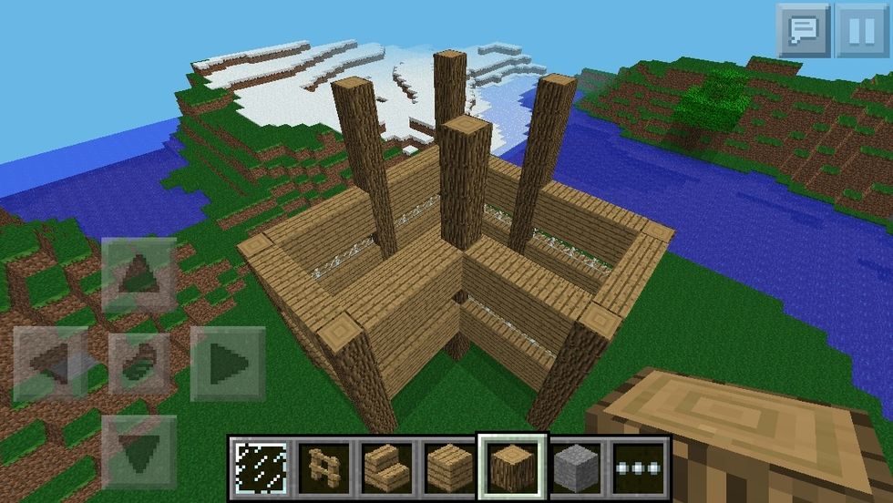 Add 4 Wood blocks to these 4 columns.