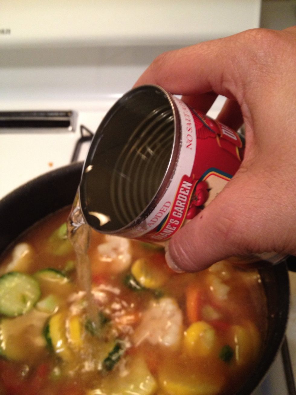 add 5 cans of hot water