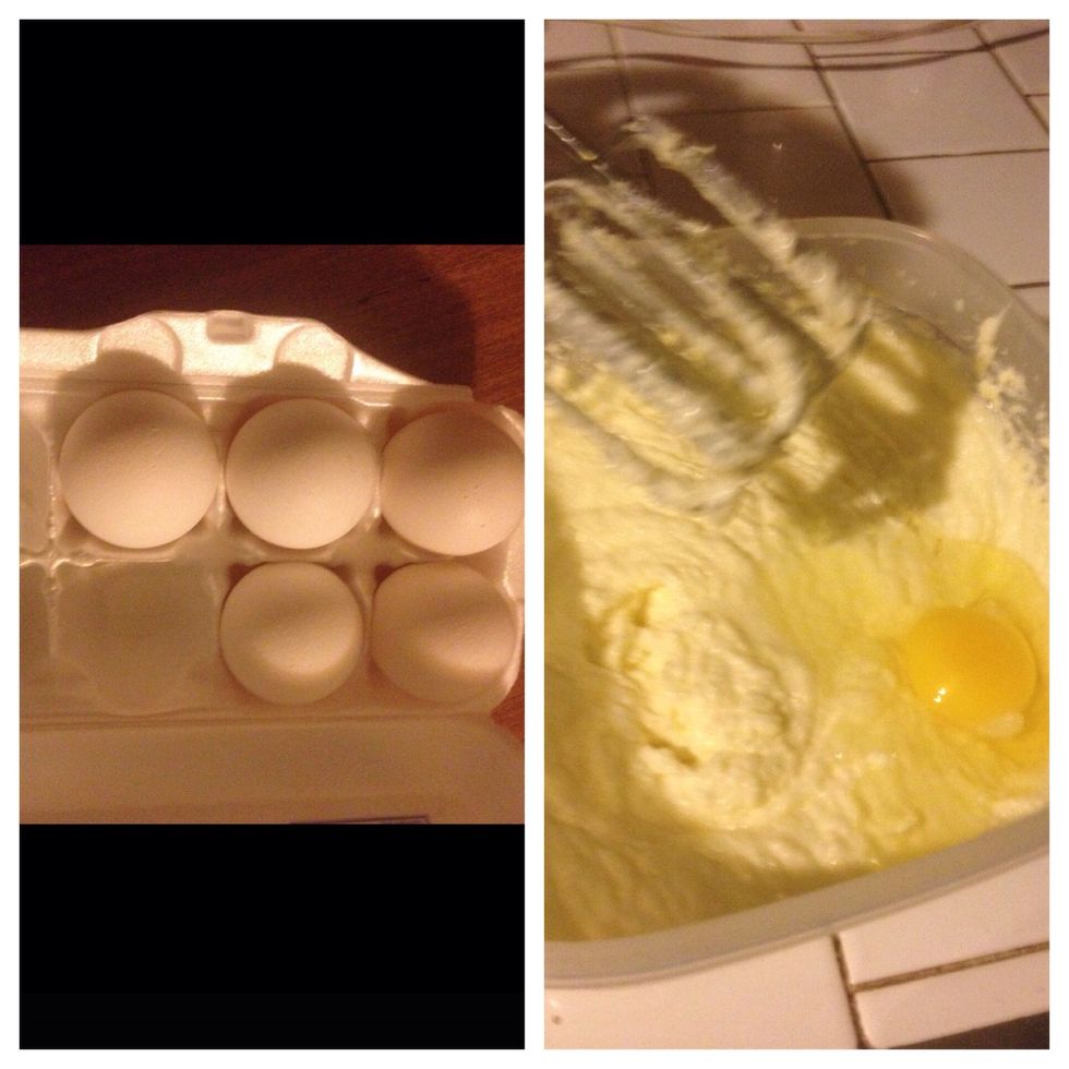Add 5 eggs but only add 1 egg at a time mixing after each one
