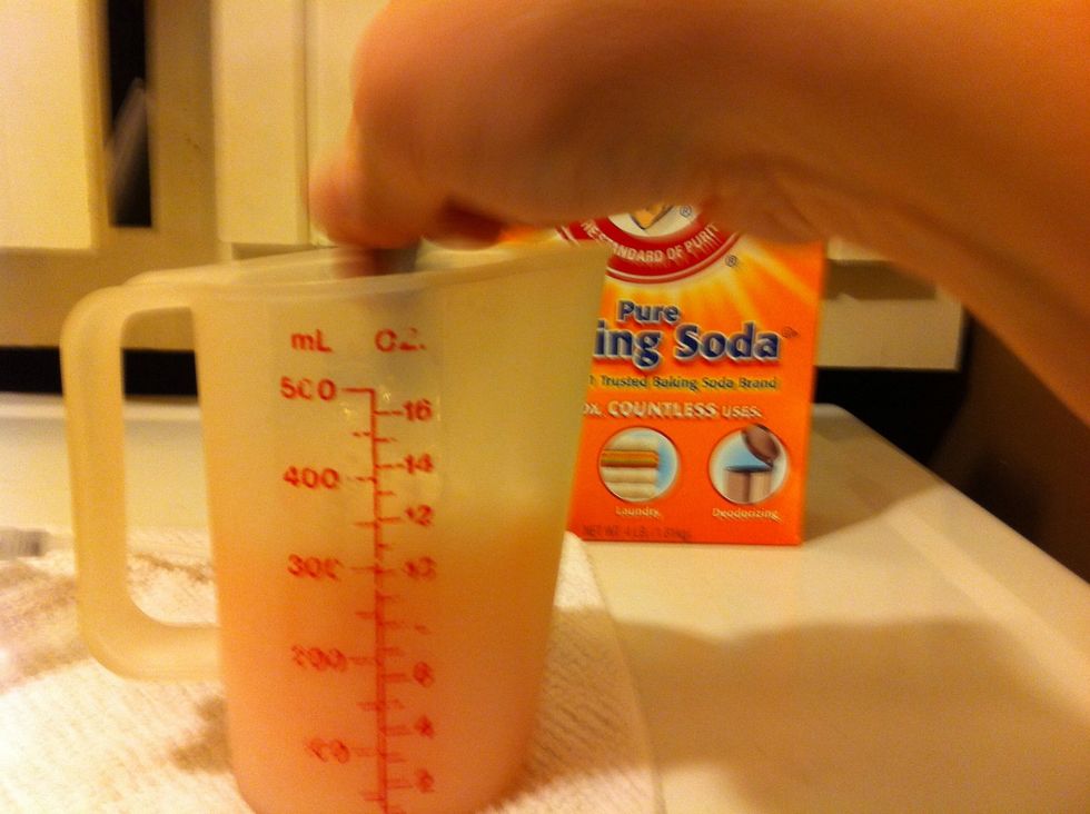 Add 5 ounces water and mix well.