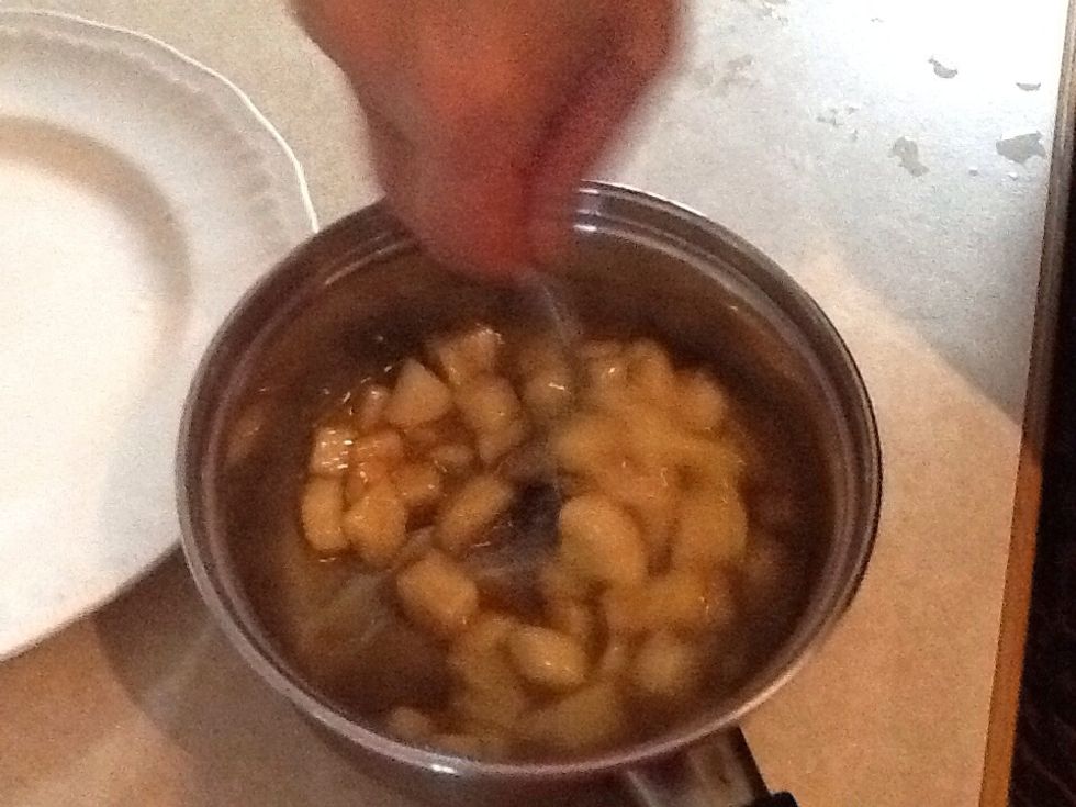 Add 50g brown sugar and chopped pear. Cook until pear is slightly mushy.
