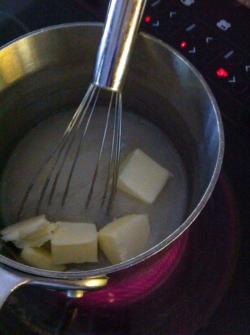 Add 5TB butter and bring to a gentle boil medium low heat. Allow to boil about 4-5 minutes