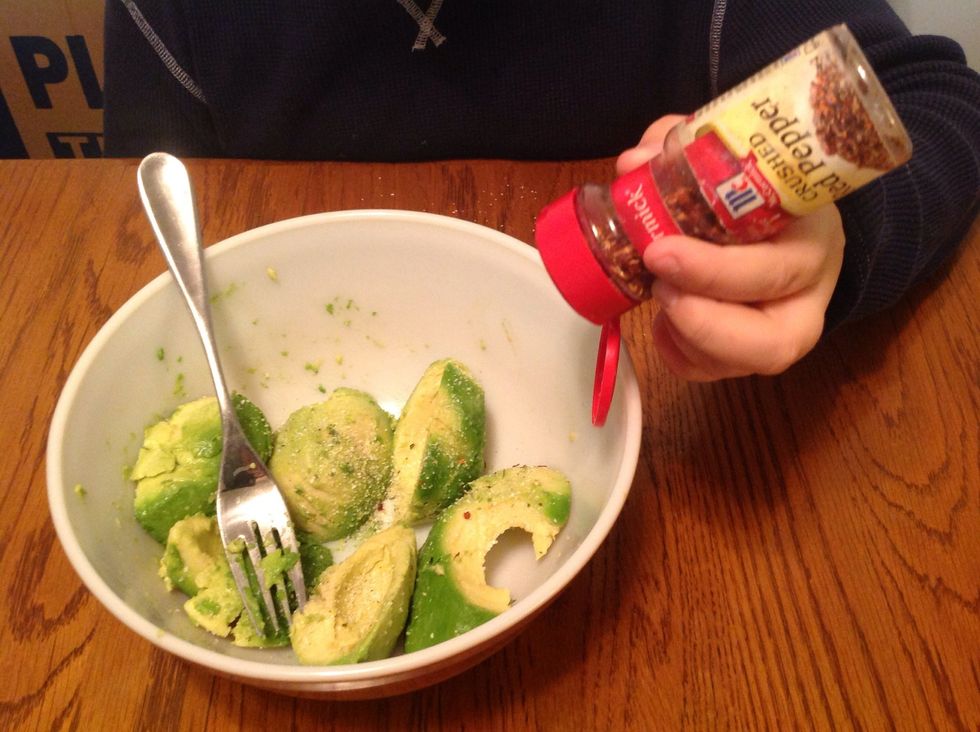 Add 6-10 shakes of crushed red pepper flakes.