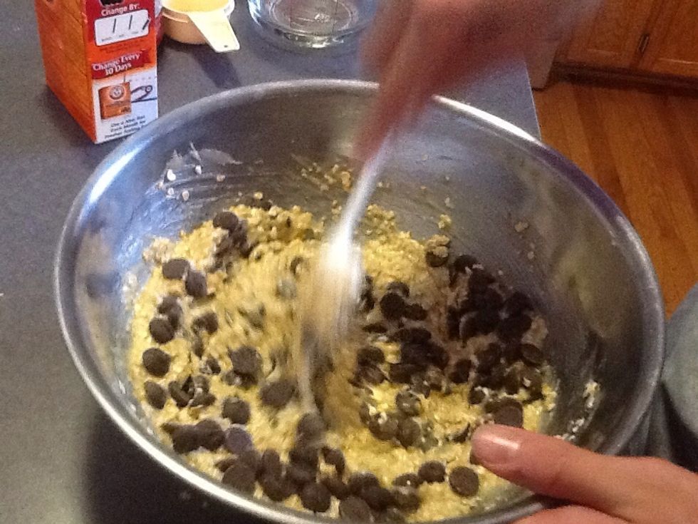 Add 6-8 ounces of chocolate chips, and stir in.