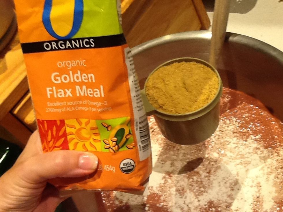Add 6 cups of your flour preference. I used one flax meal.