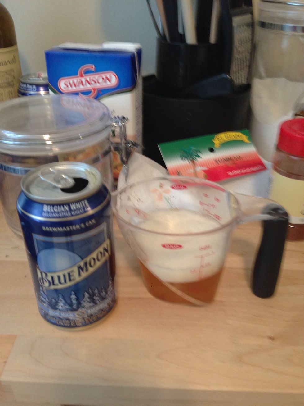 Add 6 oz of beer to the bowl.