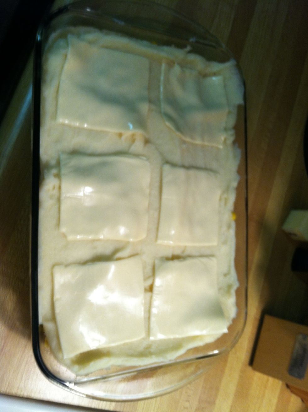 Add 6 slices of American Cheese and pop in the oven.