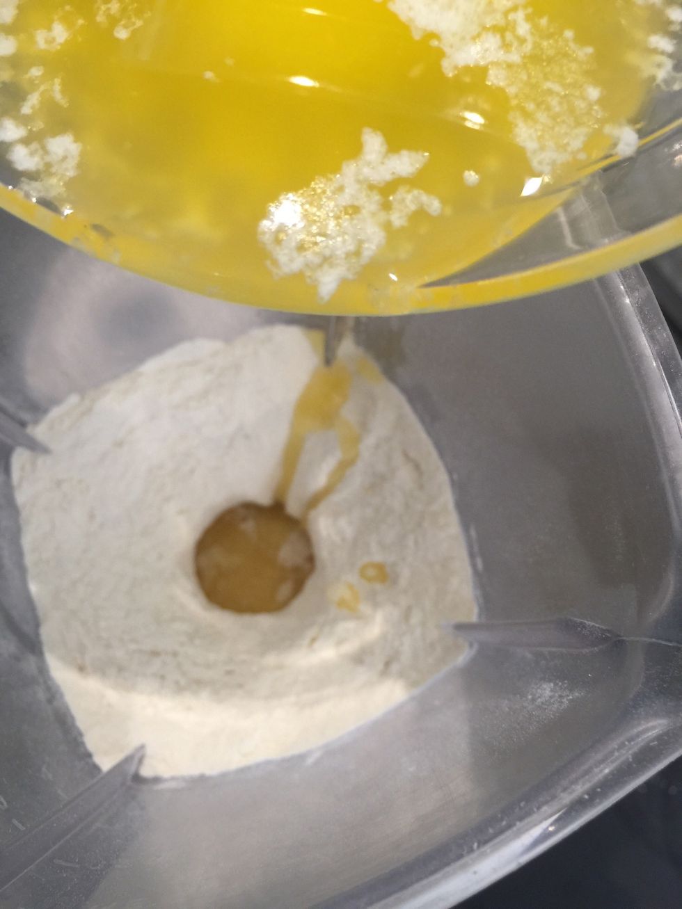 Add 65 g melted butter or vegetable oil.