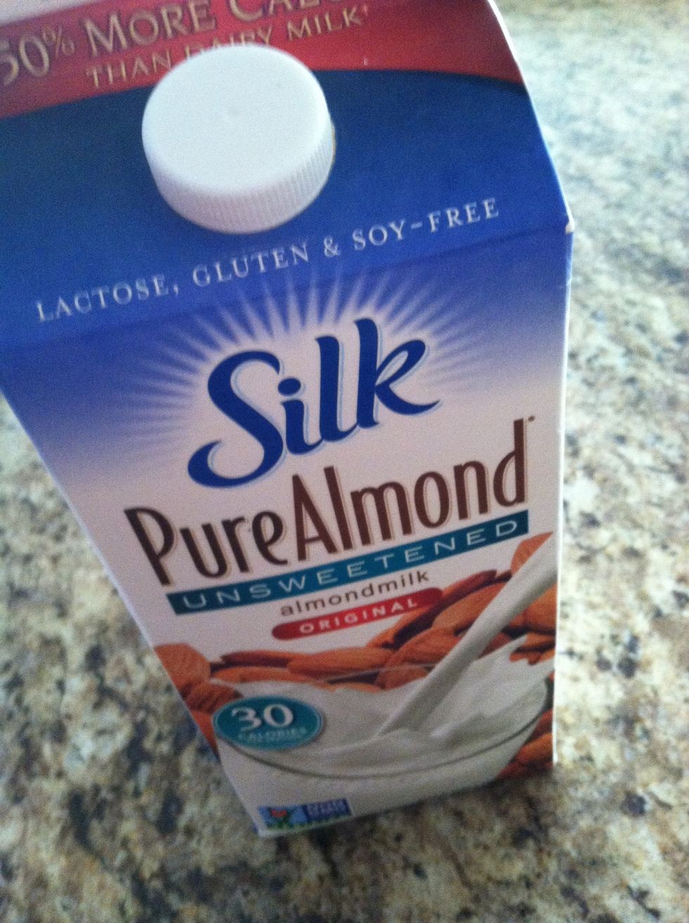 Add 8oz of cold milk. Almond milk is my go-to milk since I completely ditched dairy almost a year ago, but the choice is yours! If you're gonna add sweetener, now's your chance!