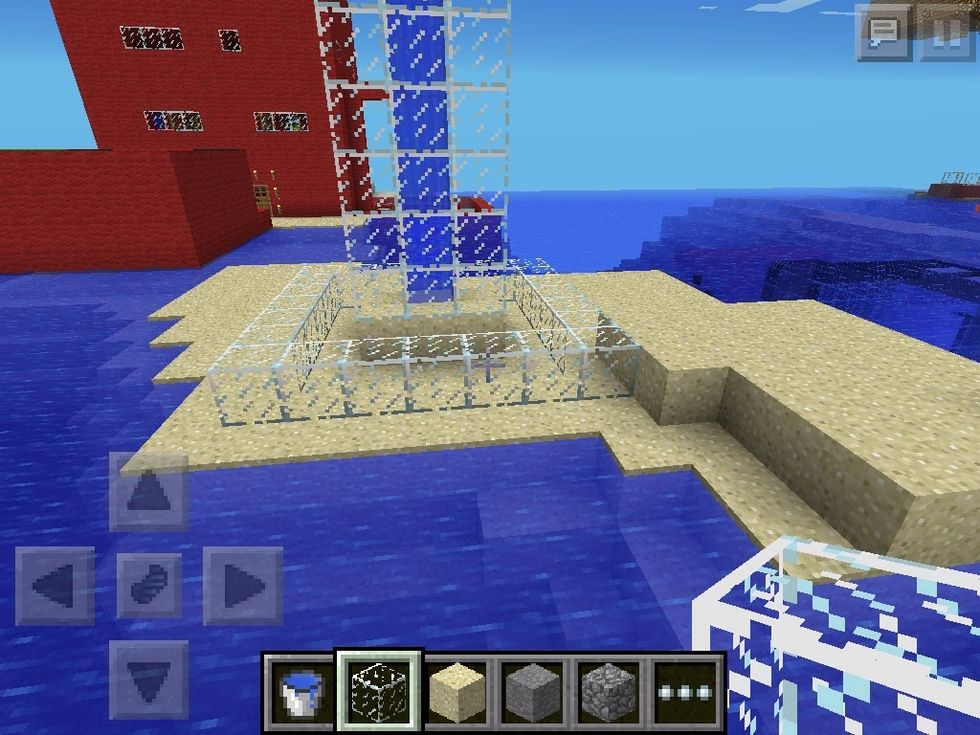 Add a barrier of glass blocks one block away from the tower