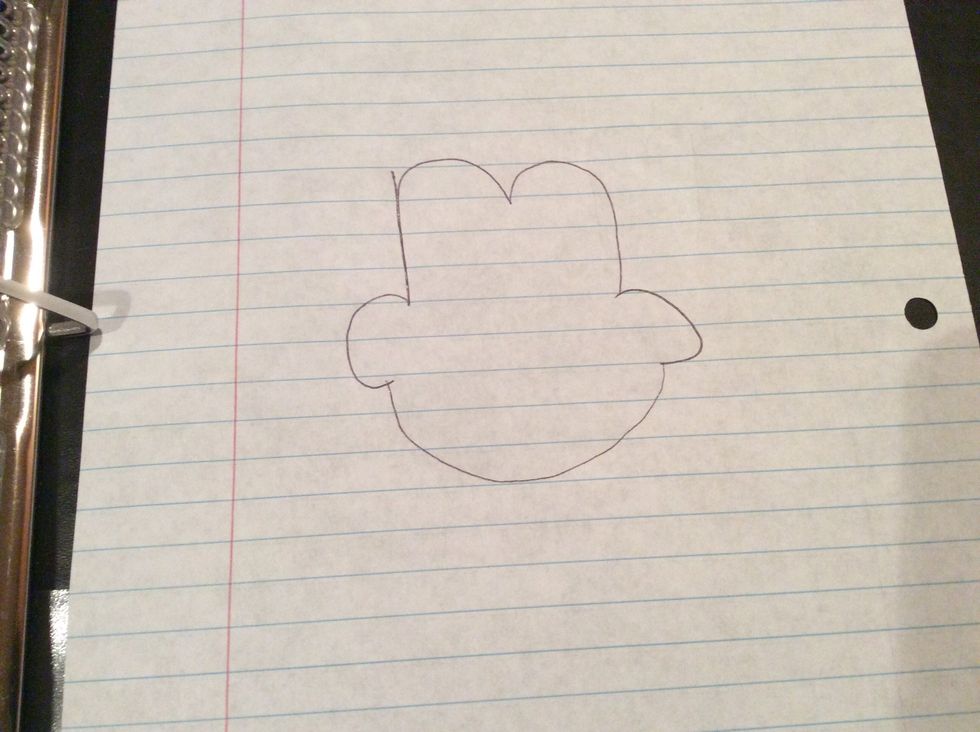 Add a big smile connecting the cheeks