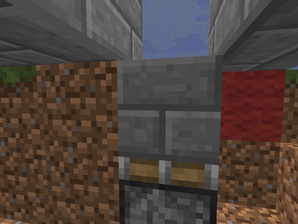Add a block of your choice to each of the pistons on their "sticky" sides.