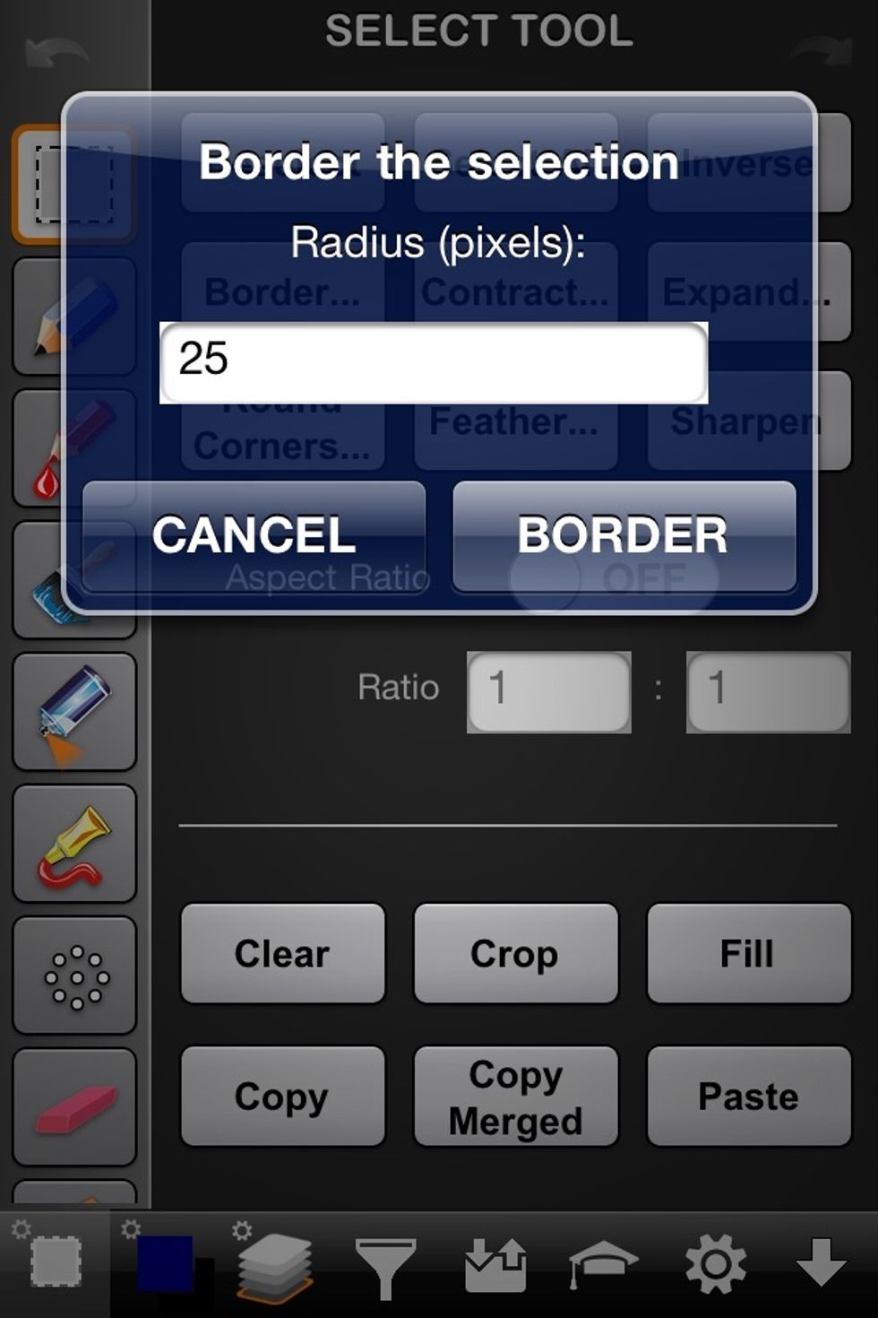 Add a border to a selected area.