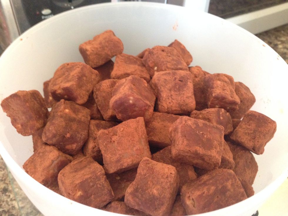 Add a coating to them.. Eg Cocoa powder Finely chopped nuts Crushed chocolate candies.....  And enjoy!!!