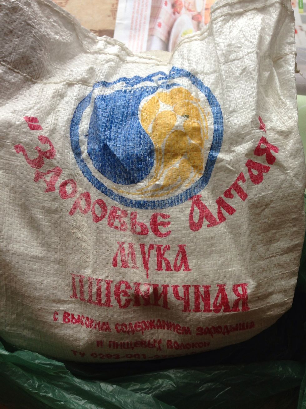 Add a cup of flour. I used russian wheat flour, organically grown, non-GMO, non-refined