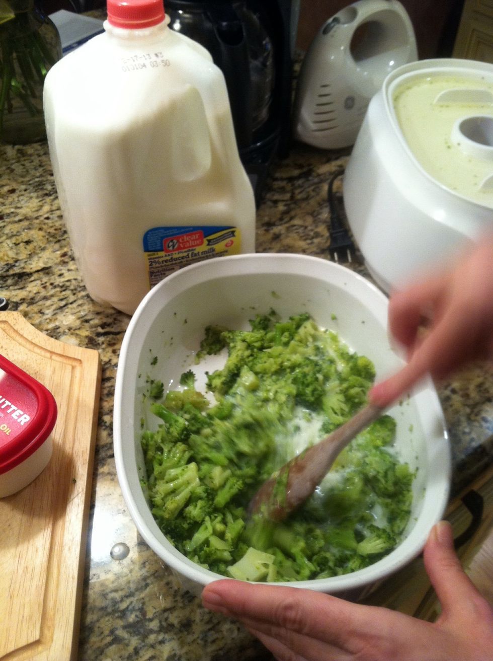 Add a cup of milk and stir