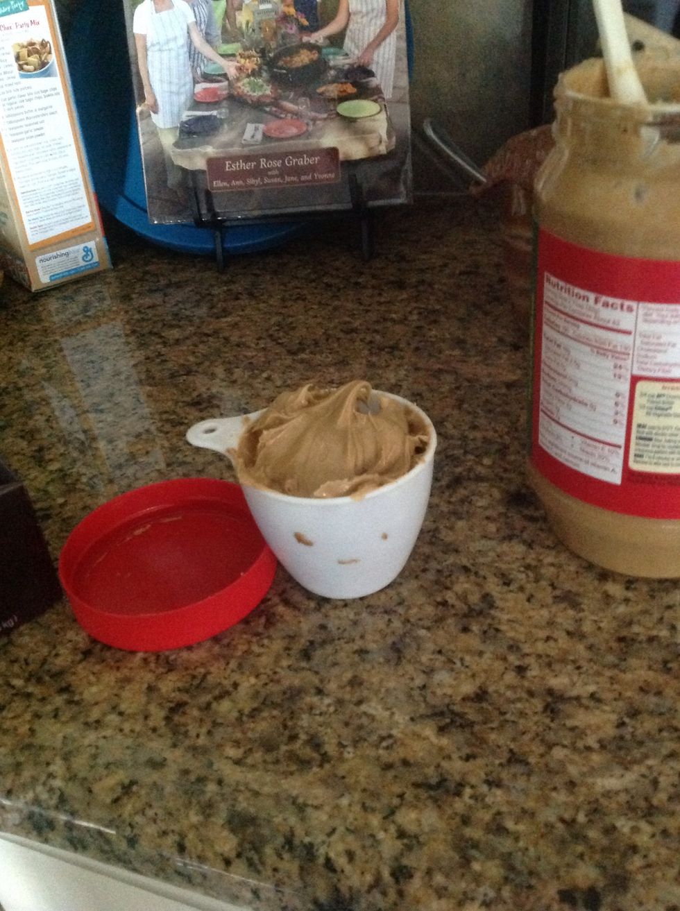 Add a cup of peanut butter to the mix and stir it in.