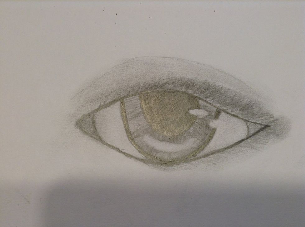 Add a curved line above the eye and lightly blend below it with your finger.