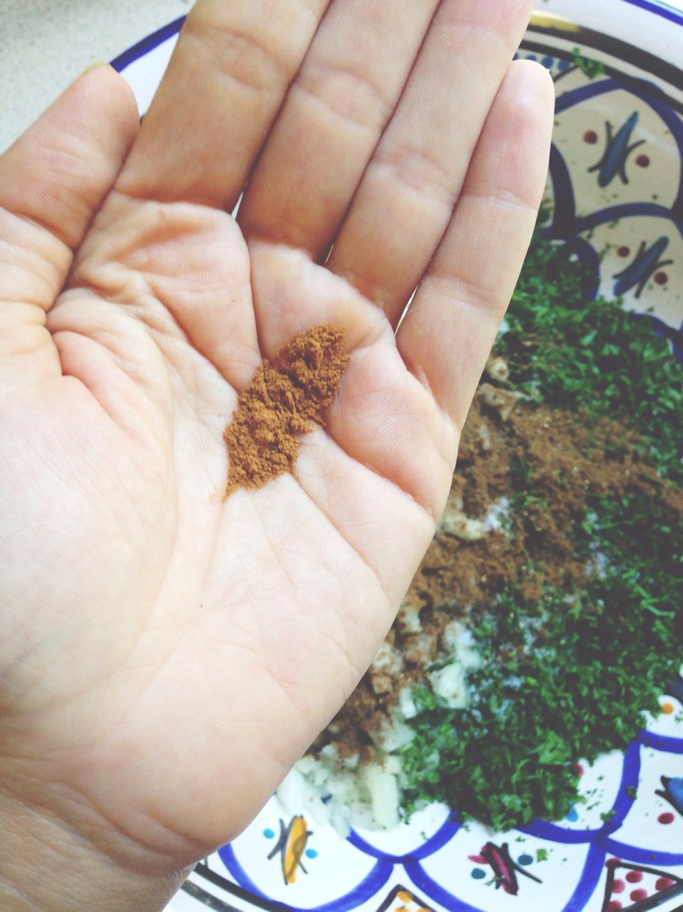 Add a dash of cinnamon, a dash of smoked paprika and two dashes of cracked black pepper.