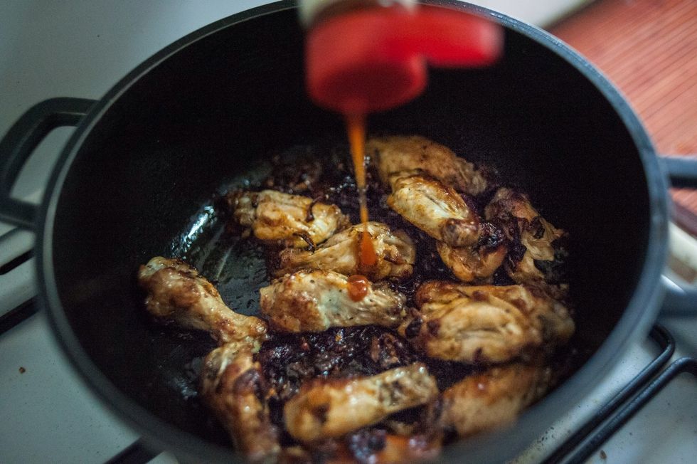 Add a dash of ketchup at the end of the cooking