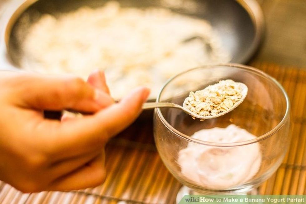 add a decent amount of natural valley granola on top of the fruit