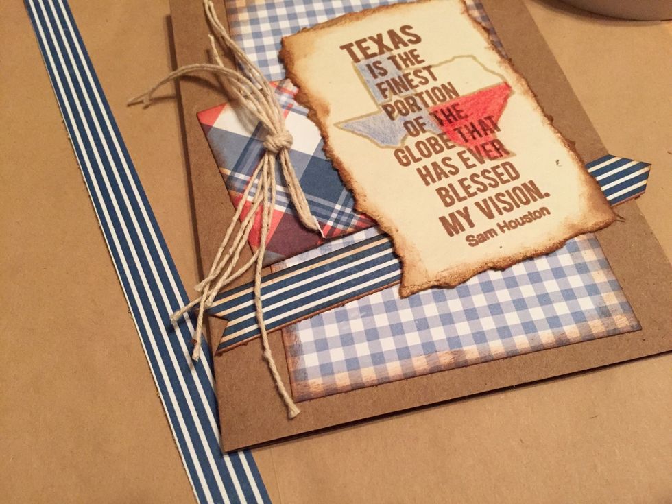 add a dovetailed piece at left and pointed piece at right cut from trash strip on paper under plaid piece.