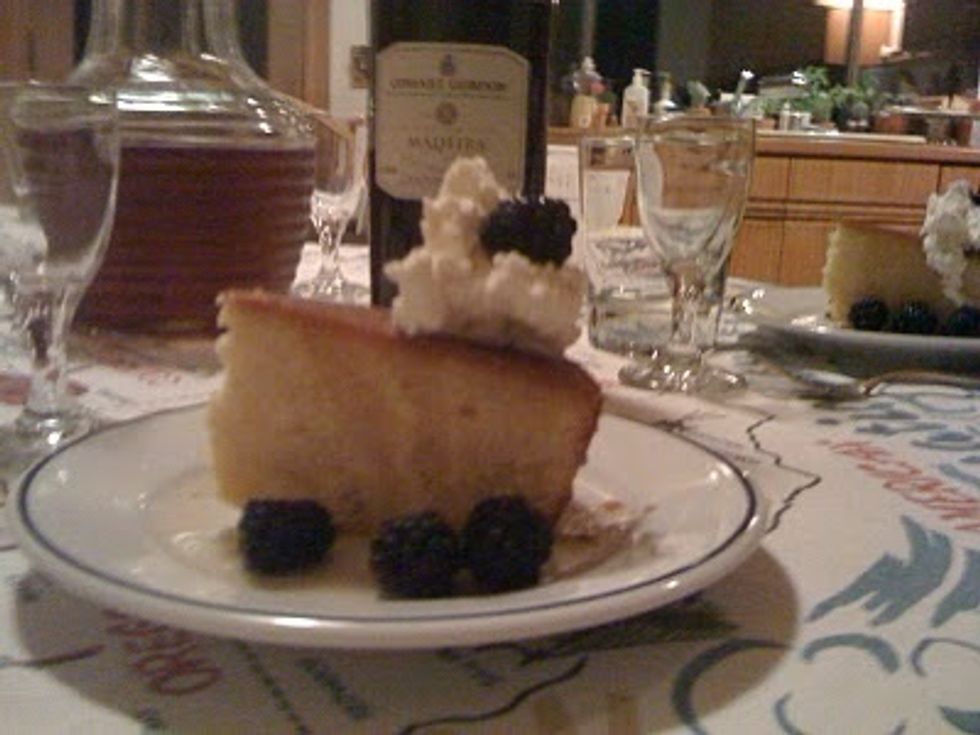 Add a few blackberries and a dab of unsweetened whipped cream on top. Perhaps drizzle a bit more syrup and stud the whipped cream with a final blackberry. Enjoy!