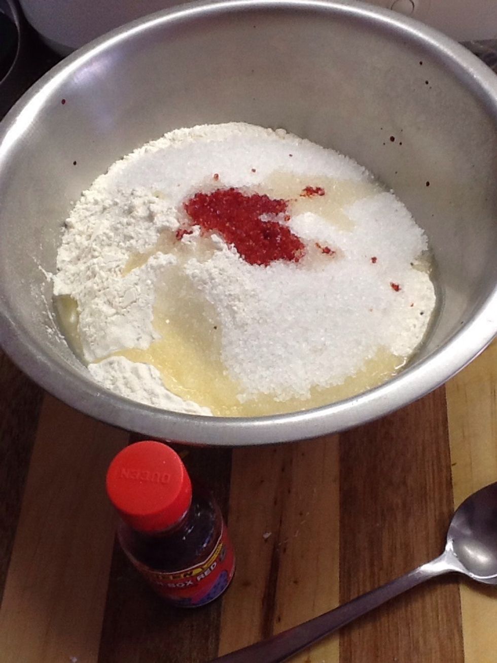 Add a few drops of food colouring.