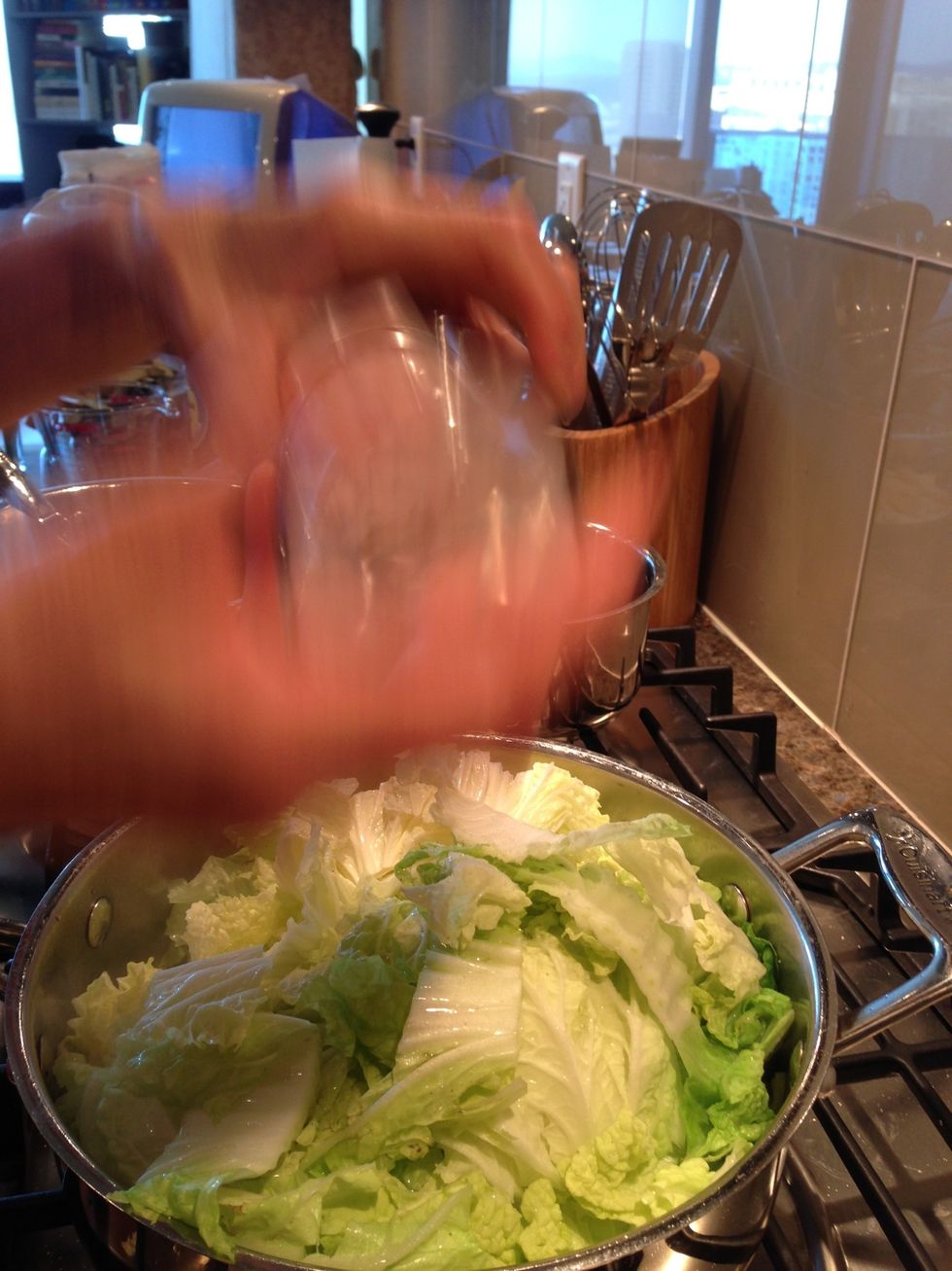 Add a few pinches of salt when the leaves start to wilt