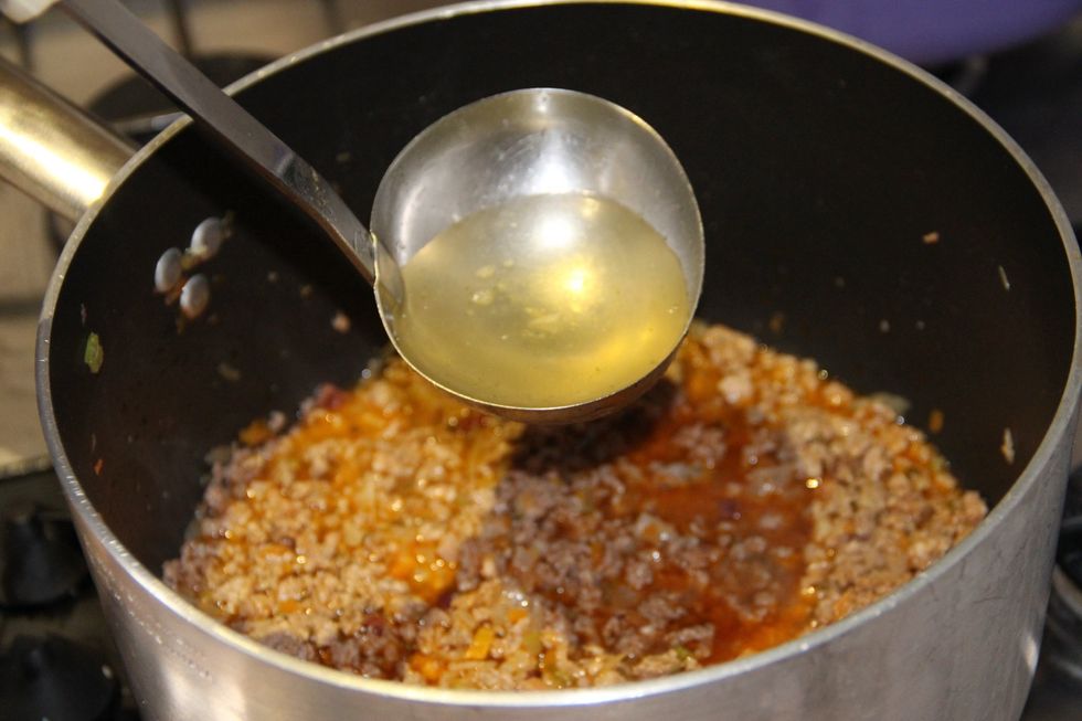 Add a few scoops of chicken broth and leave to cook on low flame for about 2/3 hours....enjoy!