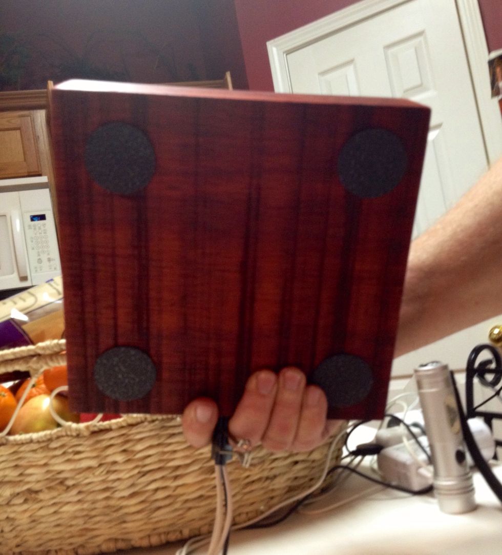 Add a few sticky pads to protect your furniture and to keep your valet sturdy. Add the leather piece to the top.