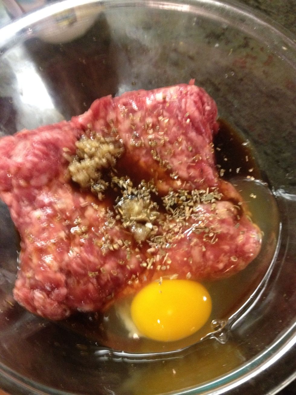 Add a generous dash of Worcestershire sauce and oregano.