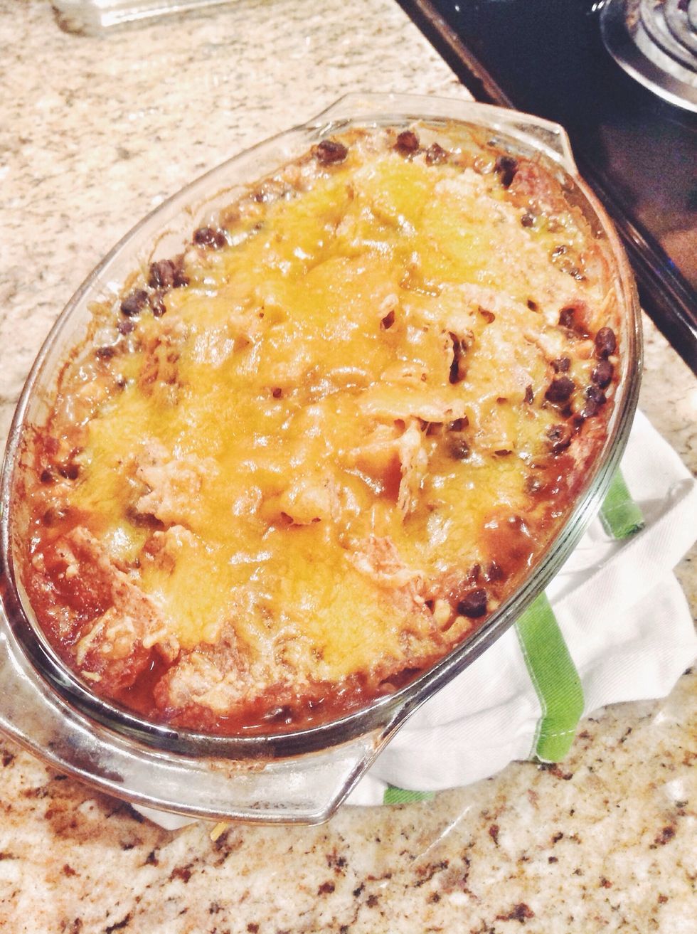Add a generous layer of shredded cheese and bake for an additional 10 minutes or until cheese is golden brown.