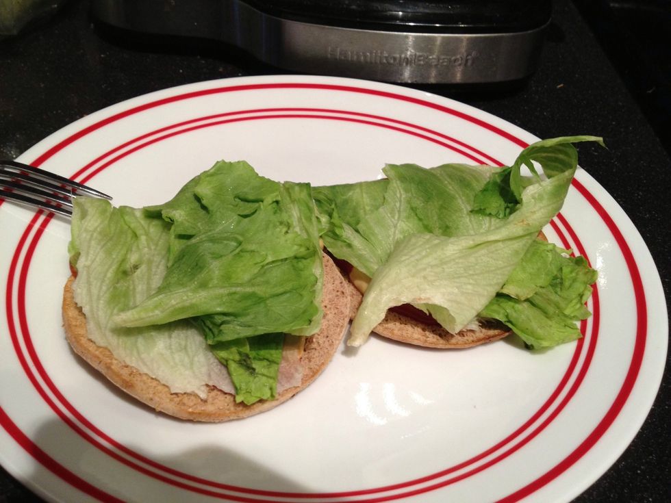 Add a good amount of lettuce to each bun