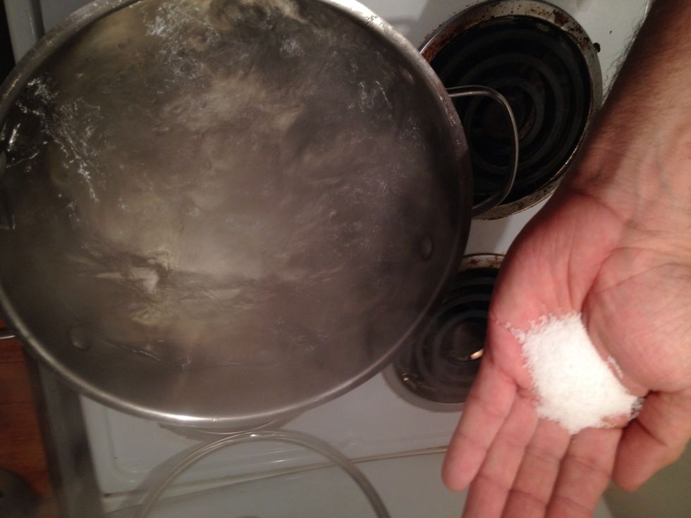 Add a handful of salt once the water comes to a boil this will your only chance to season the pasta