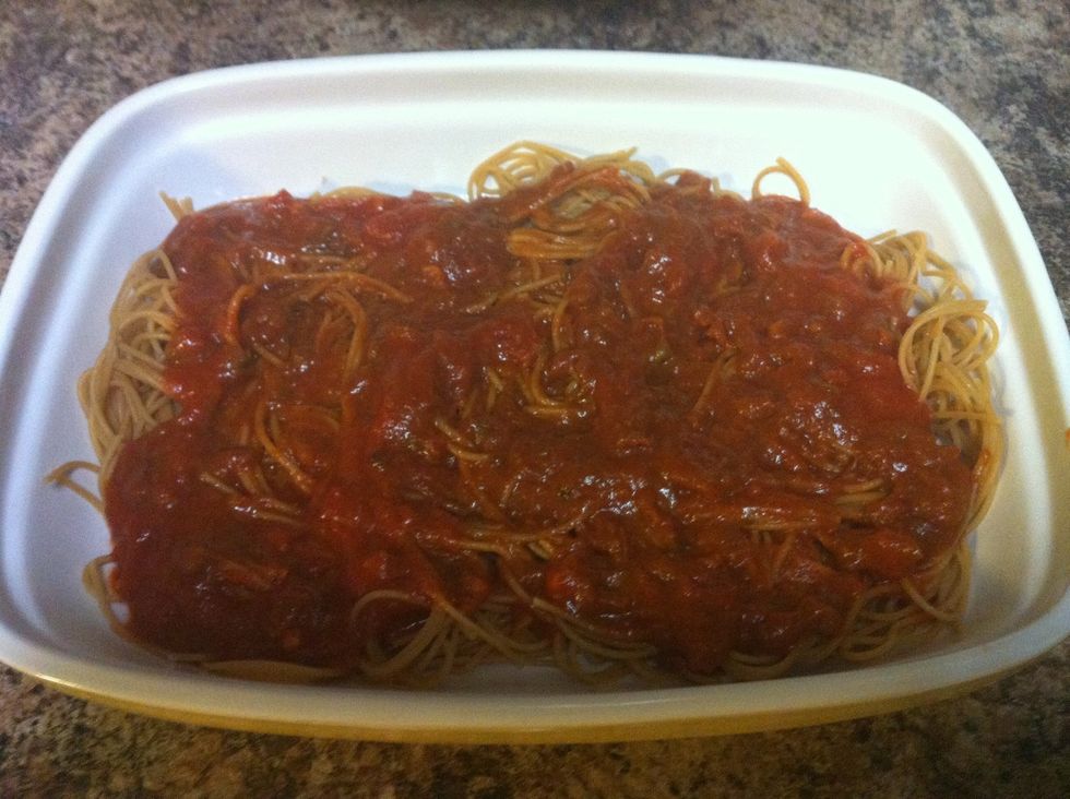 Add a layer of pizza or pasta sauce. I prefer pizza sauce and how much you add is up to you. I like mine with a lot of sauce :-) the possibilities are really endless as there are so many differ sauces