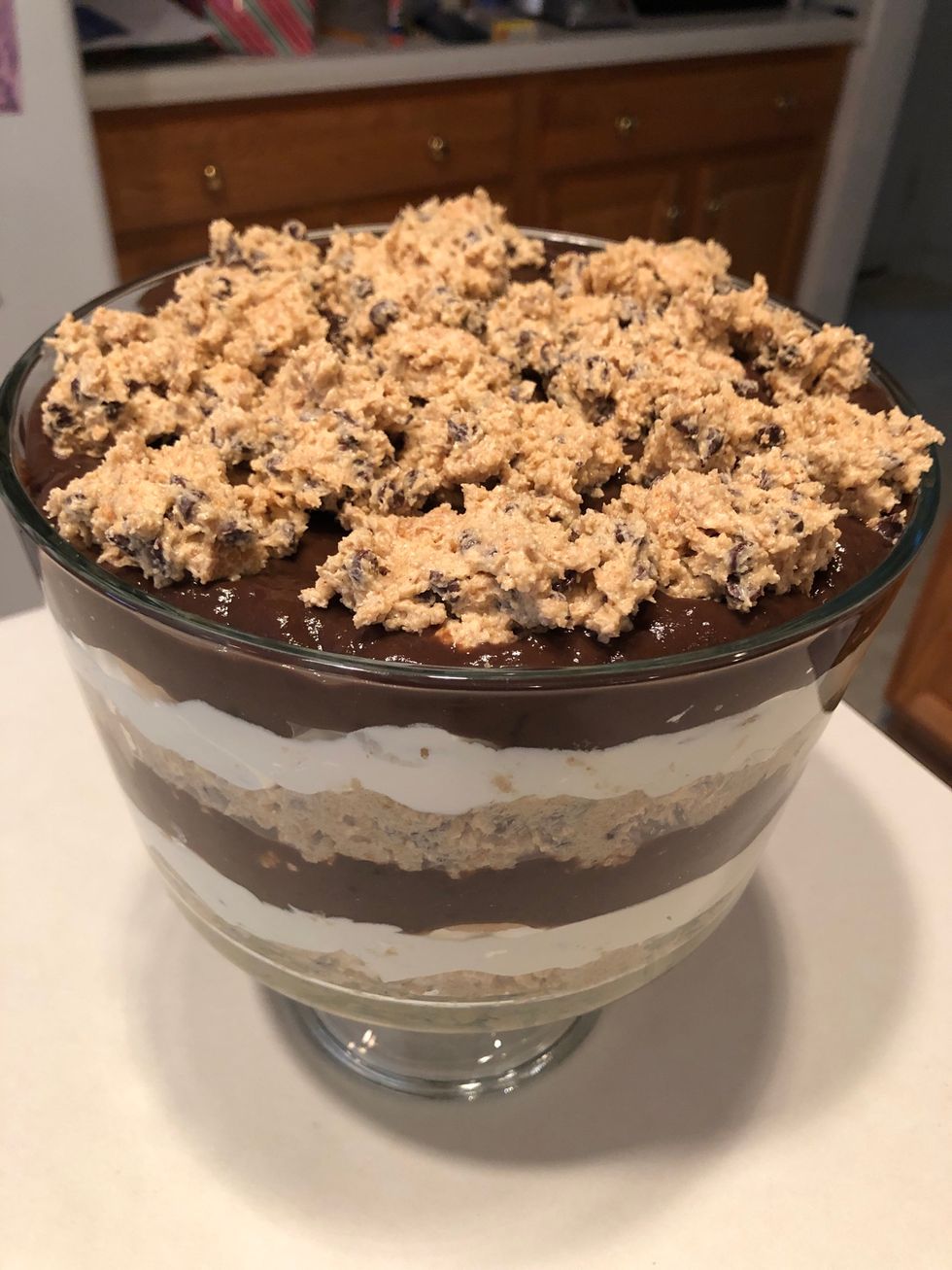 Add a layer of pudding then cookie dough.