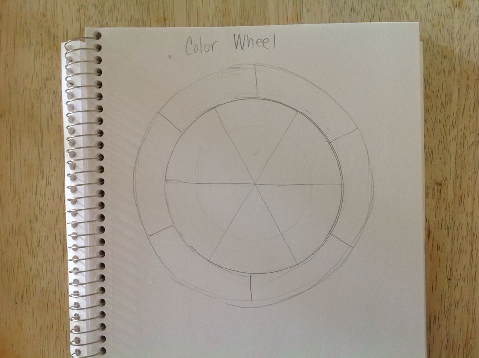 Add a line from the edge of each wedge, or slice, that connects to the outer circle. These lines should be at the halfway point of each wedge.