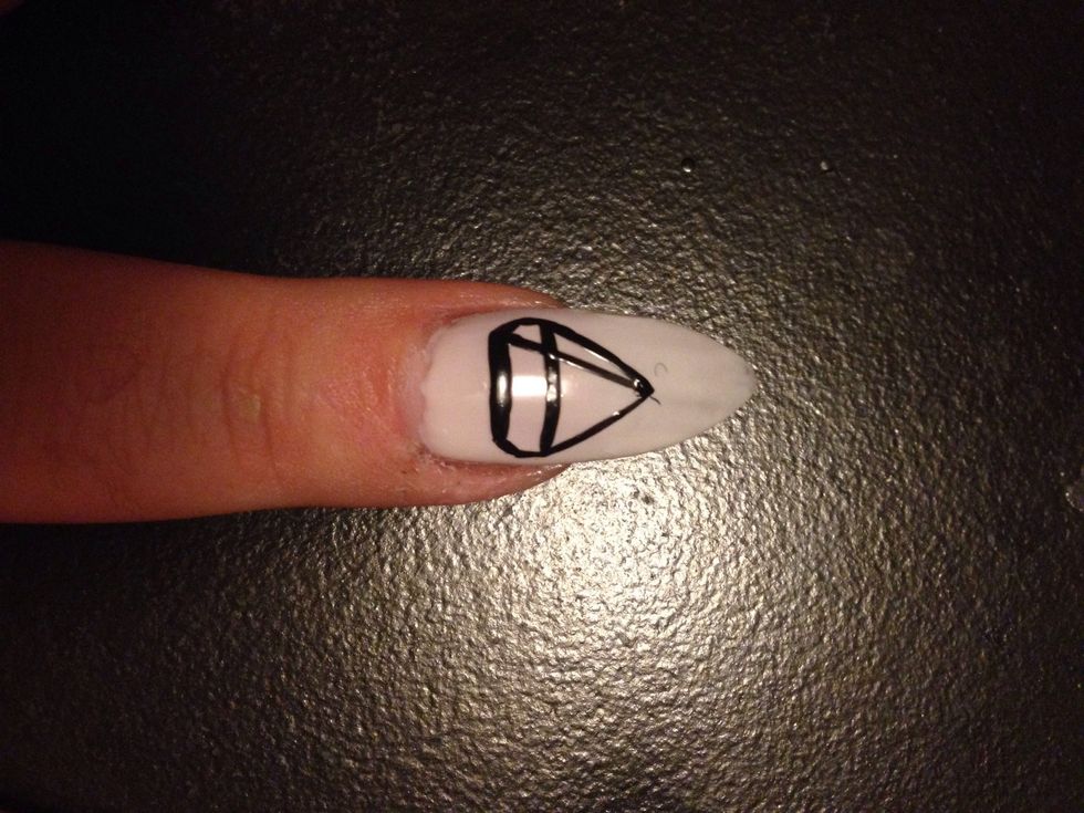 Add a line from the pointed part of the diamond toward the area where the line from steps 1 and 2 meet.