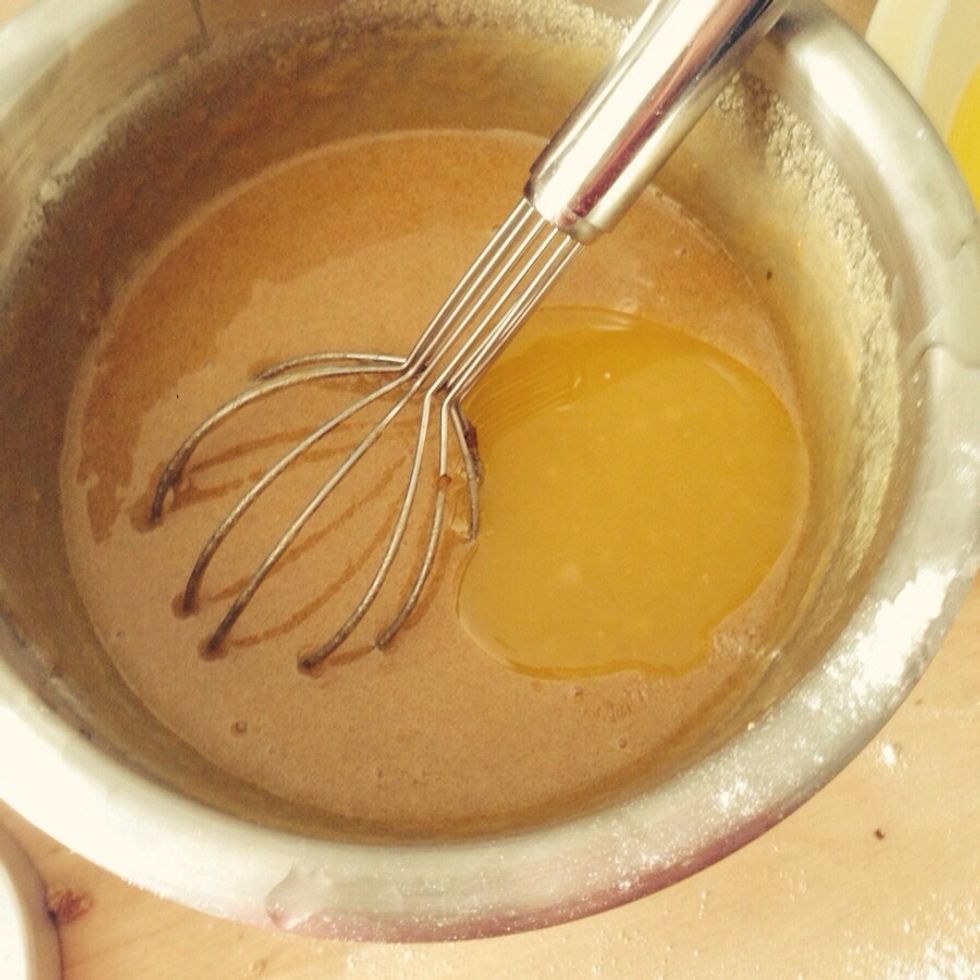 Add a little at a time with the egg/sugar mixture until totally blended in.
