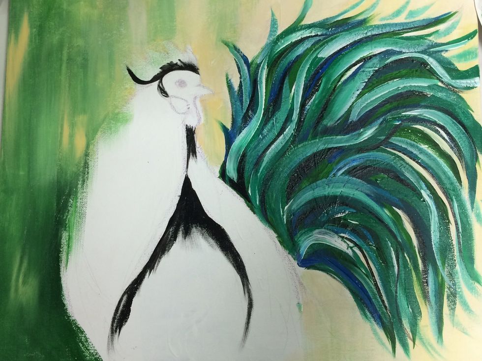 Add a little black under the wings and at the top of the head. This will add dimension.