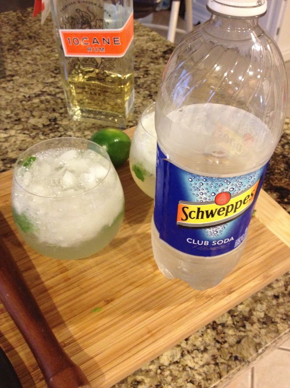 Add a little more ice and fill the rest of glass with club soda