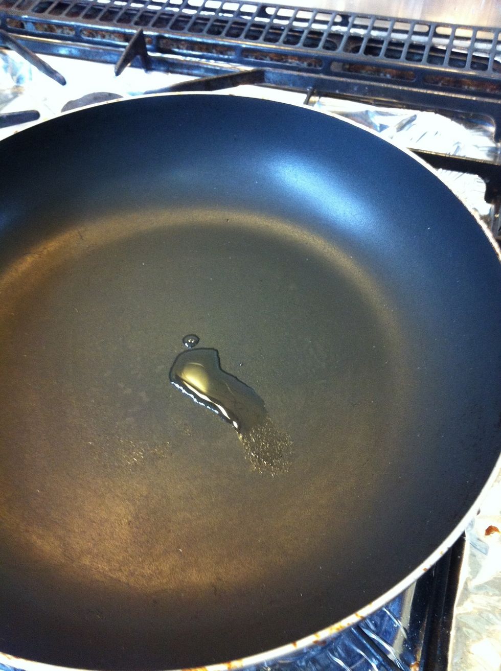 Add a little oil to a frying pan. I suspect that the pancakes would cook just fine without the oil.