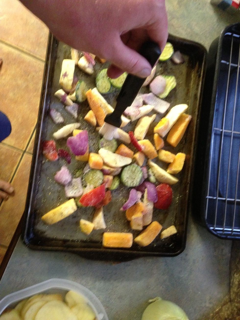 Add a little olive oil and spices eg. salt and pepper