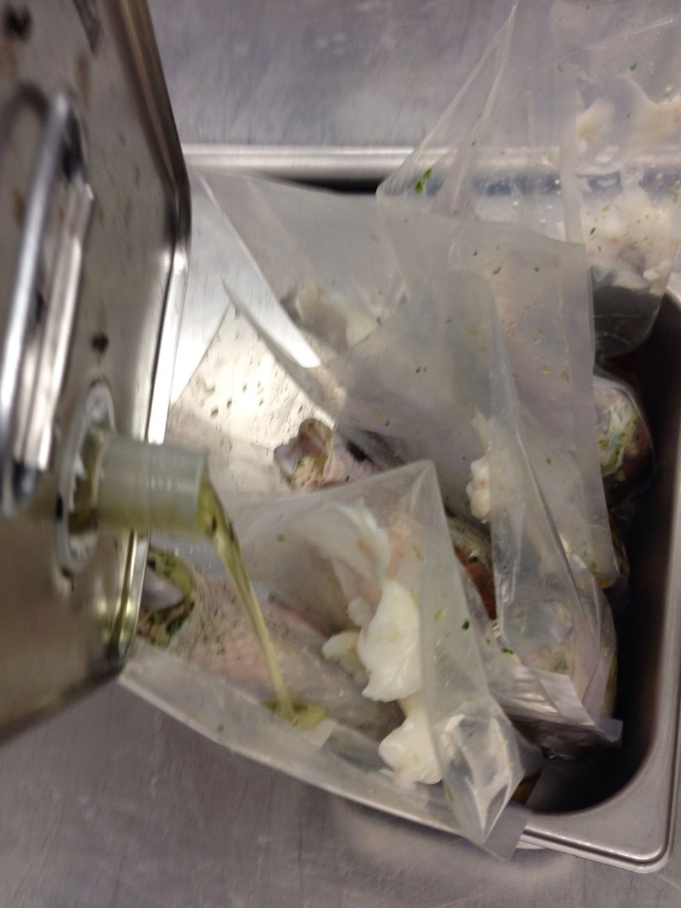 Add a little olive oil to each bag.