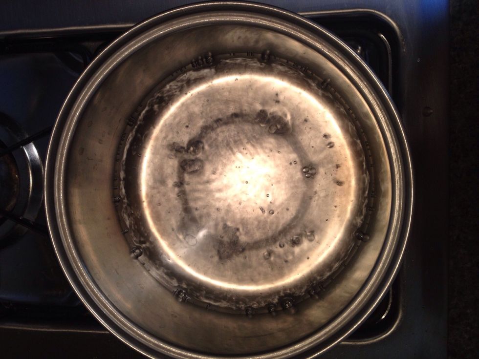 Add a little water into your pot and let it simmer. I suggest bringing to a boil and then turning the heat down. If the heat is to high you'll make scrambled eggs. So keep it low.