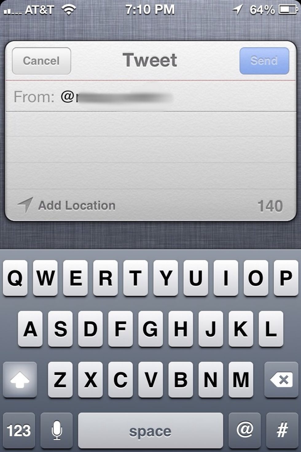 Add a message to the newly selected twitter account and press send.