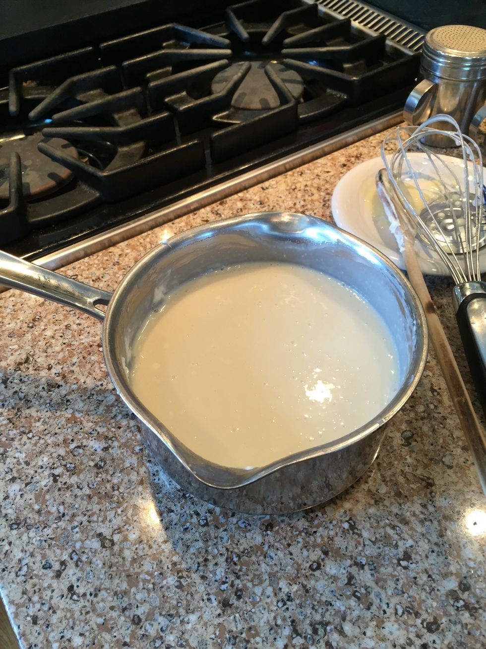 Add a one teaspoon each: fresh lemon juice and vanilla. Stir well. Pour into cooled crust and place in freezer to set up