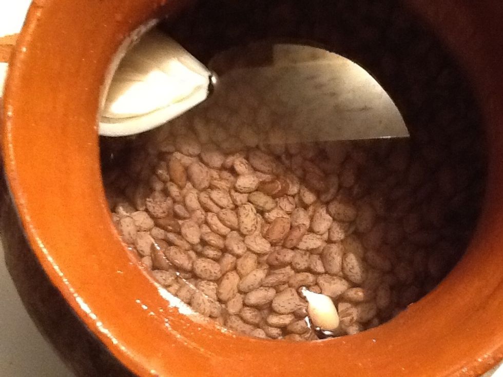 Add a pice of onion and 1 clove of garlic and salt to your liking and bring to boil for about an hour to an hour and a half adding water often they should always have plenty of water