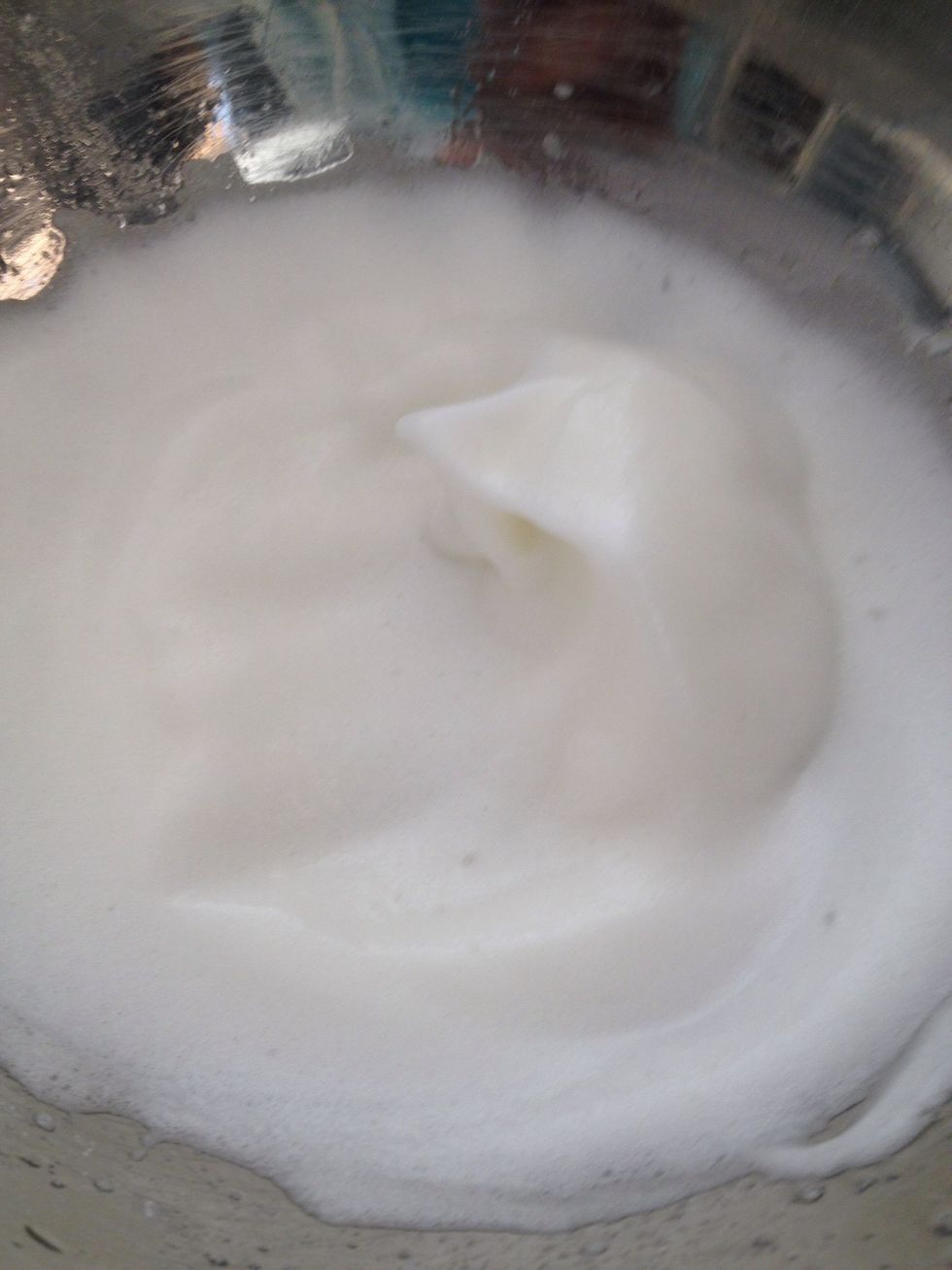 Add a pinch of cream of tartar and beat on a medium-high speed until soft peaks form.